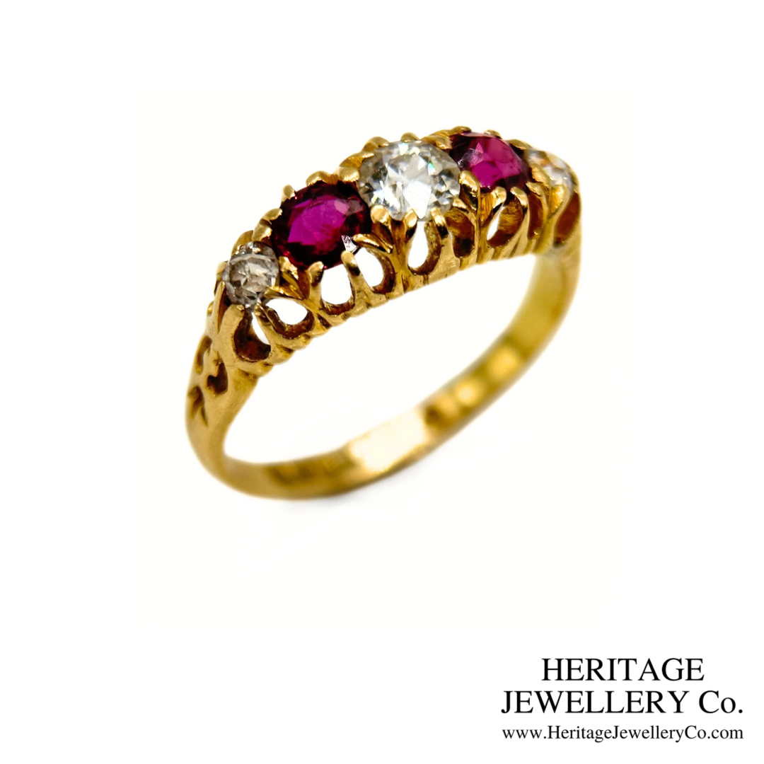 Victorian Ruby and Diamond 5-Stone Ring (c.1897)