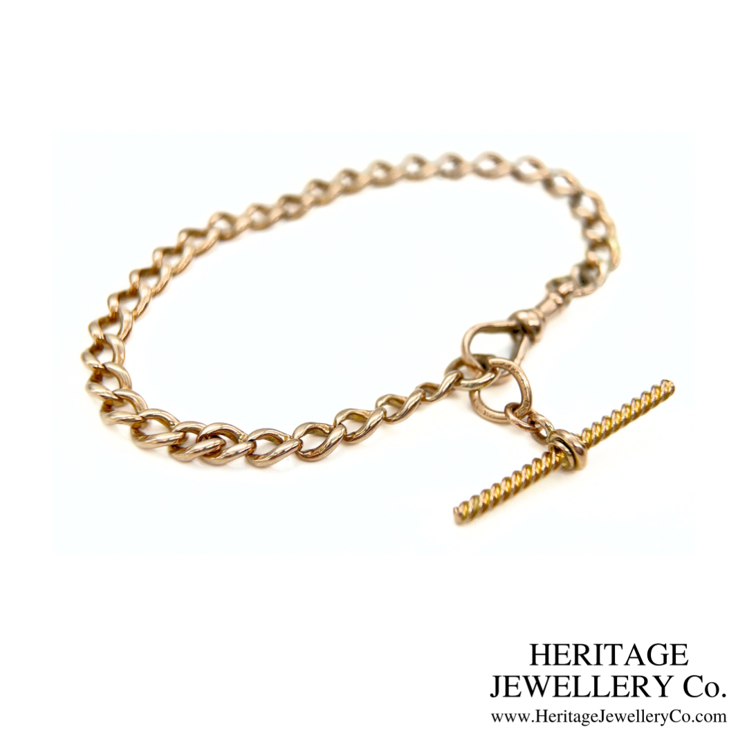 Antique Gold Curb Bracelet & Fancy T-Bar