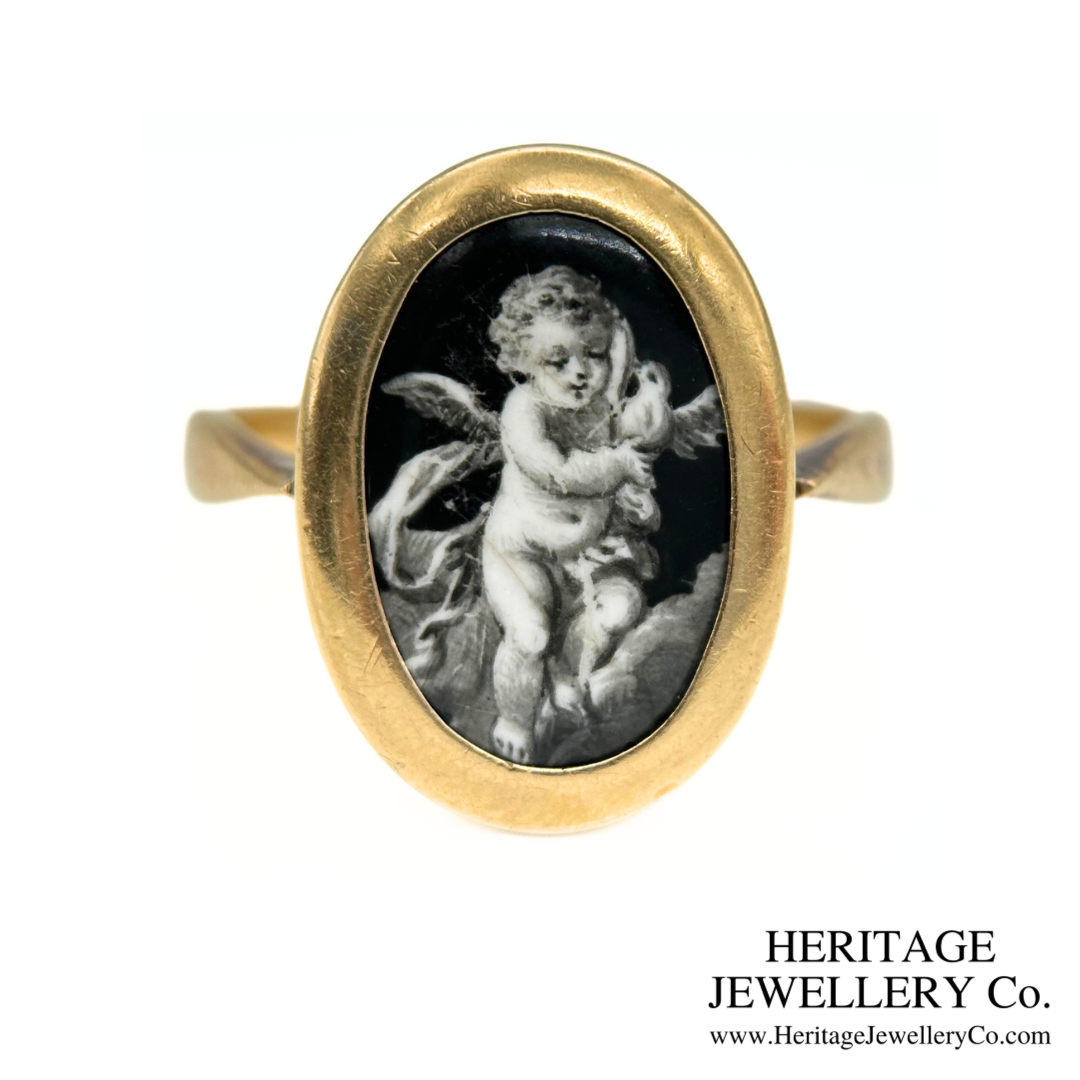 Victorian Gold Enamel Cherub Ring