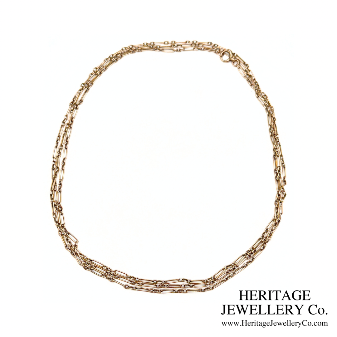 Antique Gold Long Guard Rolo & Trombone Chain (9ct Gold)
