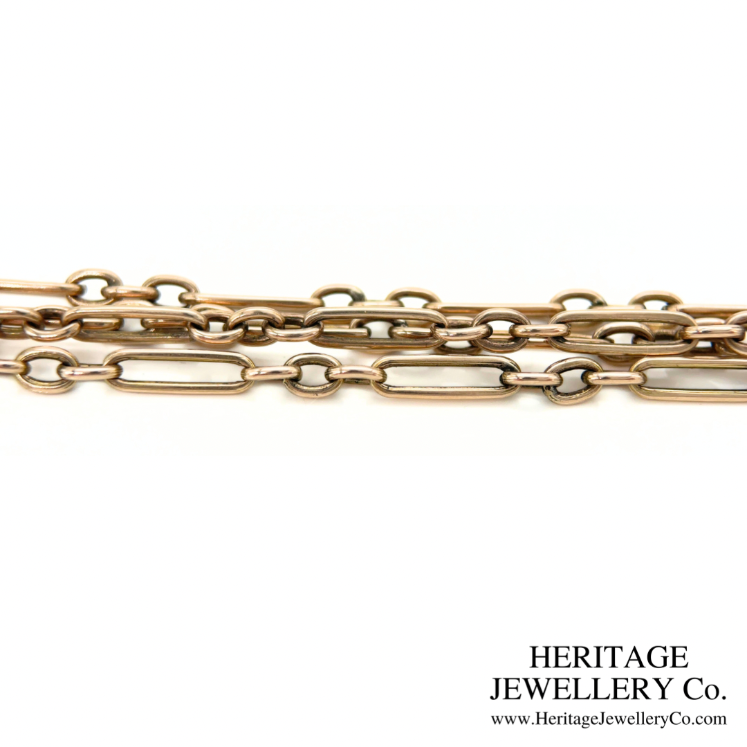 Antique Gold Long Guard Rolo & Trombone Chain (9ct Gold)