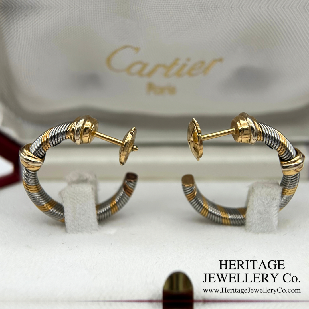 Cartier Gold and Steel Trinity earclips