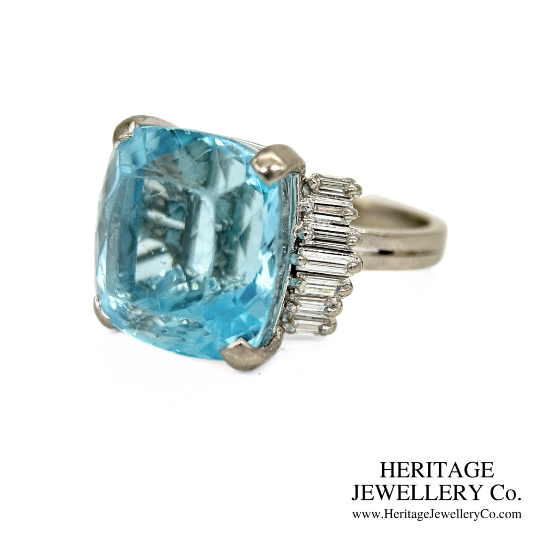 Fine Aquamarine & Diamond Cocktail Ring