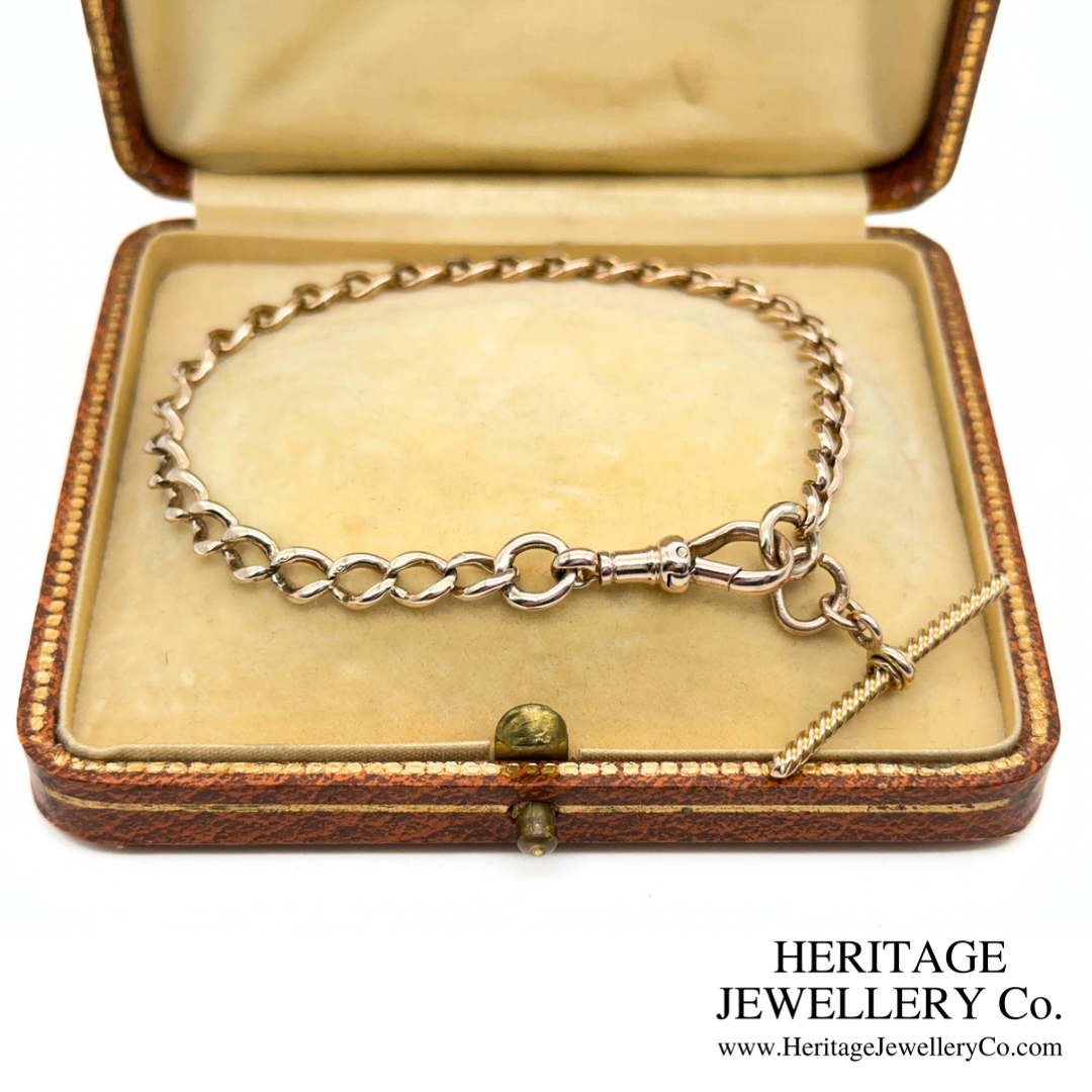 Antique Gold Curb Bracelet & Fancy T-Bar