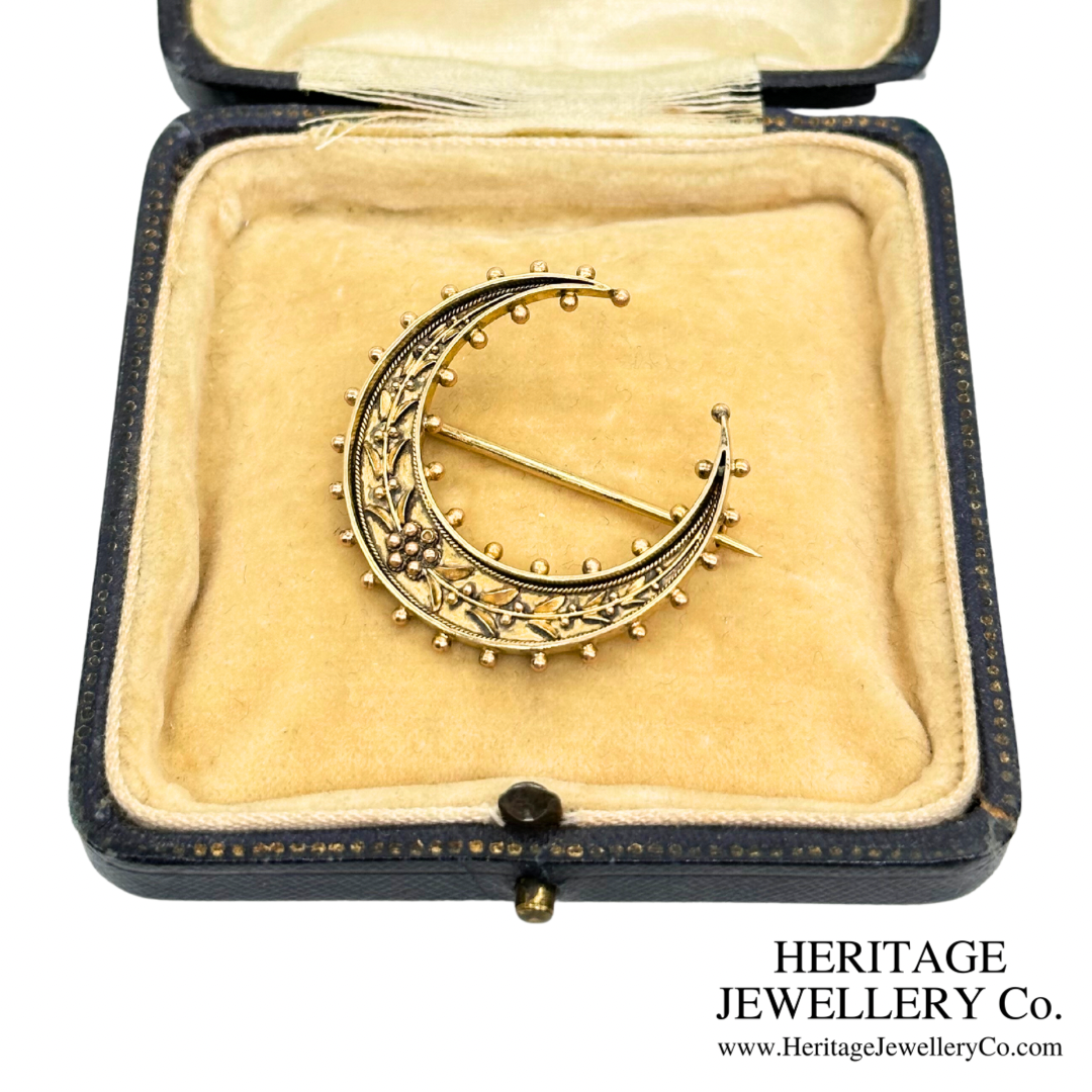 Victorian 15ct Gold Crescent Brooch