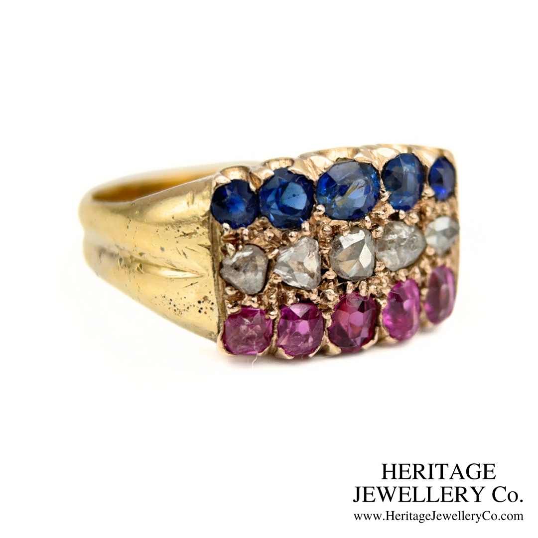 Victorian Ruby, Diamond and Sapphire Ring