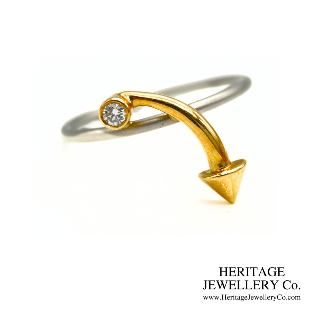 Platinum and Gold Diamond Arrow Ring