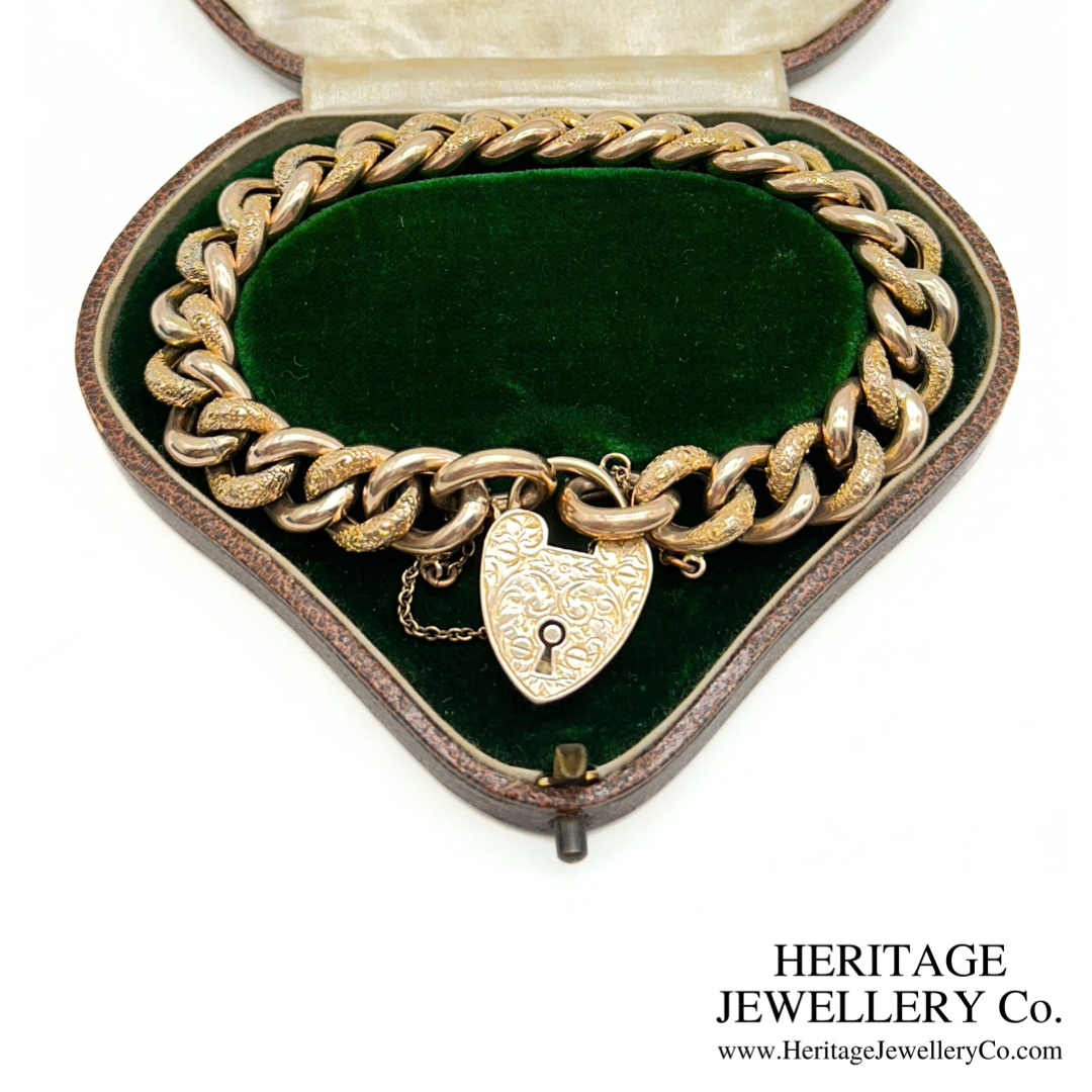 Antique "Night and Day" Gold Curb Bracelet
