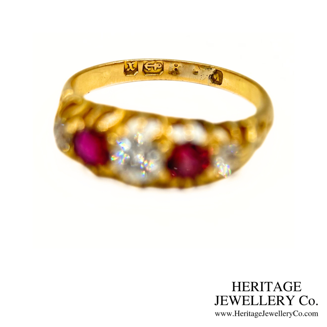 Victorian Ruby and Diamond 5-Stone Ring (c.1897)