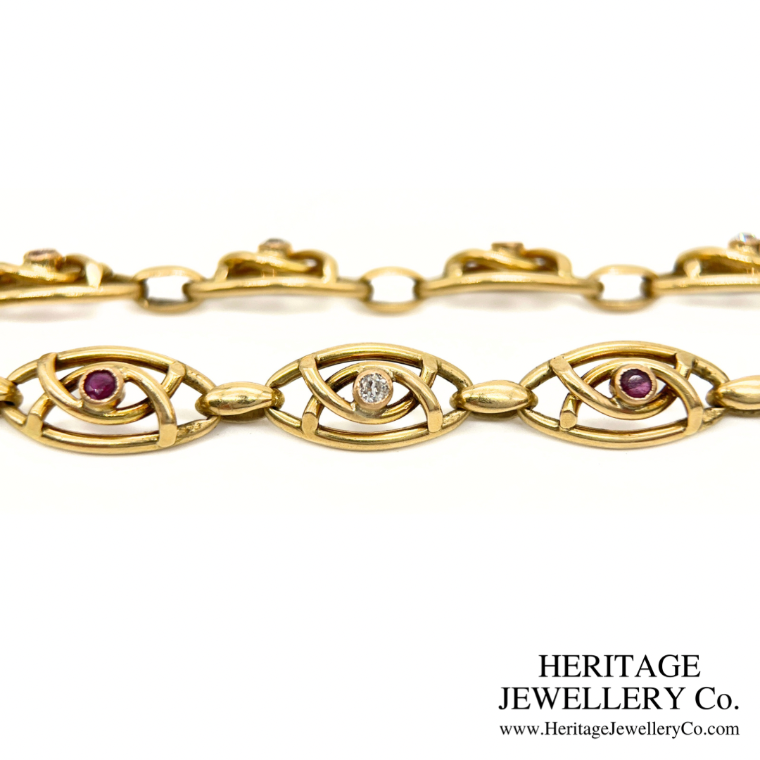 Art Nouveau Ruby & Diamond Bracelet