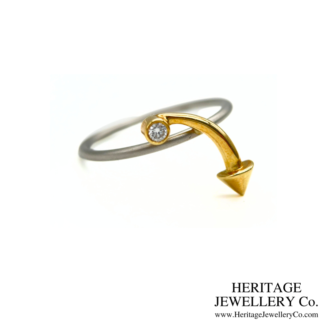 Platinum and Gold Diamond Arrow Ring