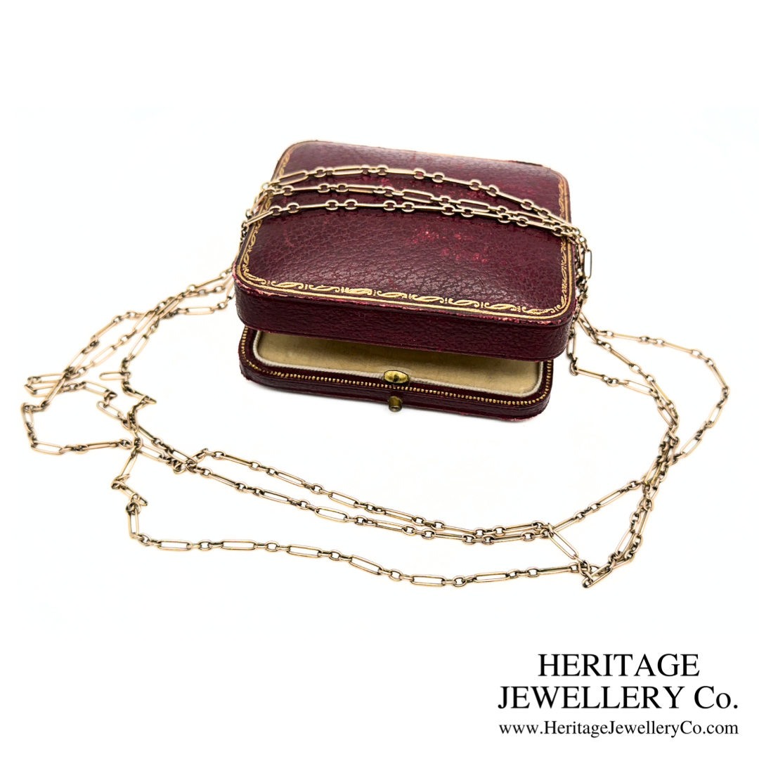 Antique Gold Long Guard Rolo & Trombone Chain (9ct Gold)