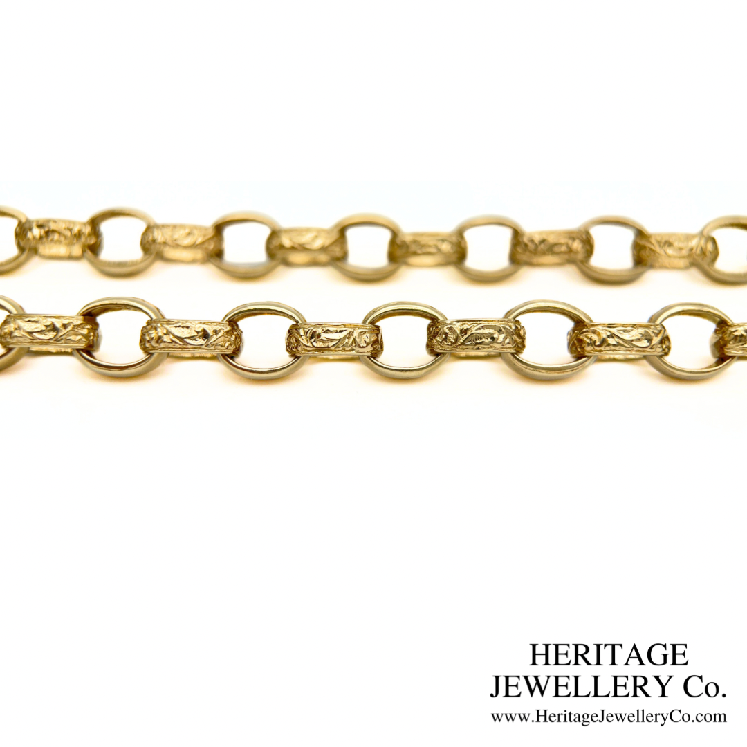 Antique Engraved Gold Link Chain