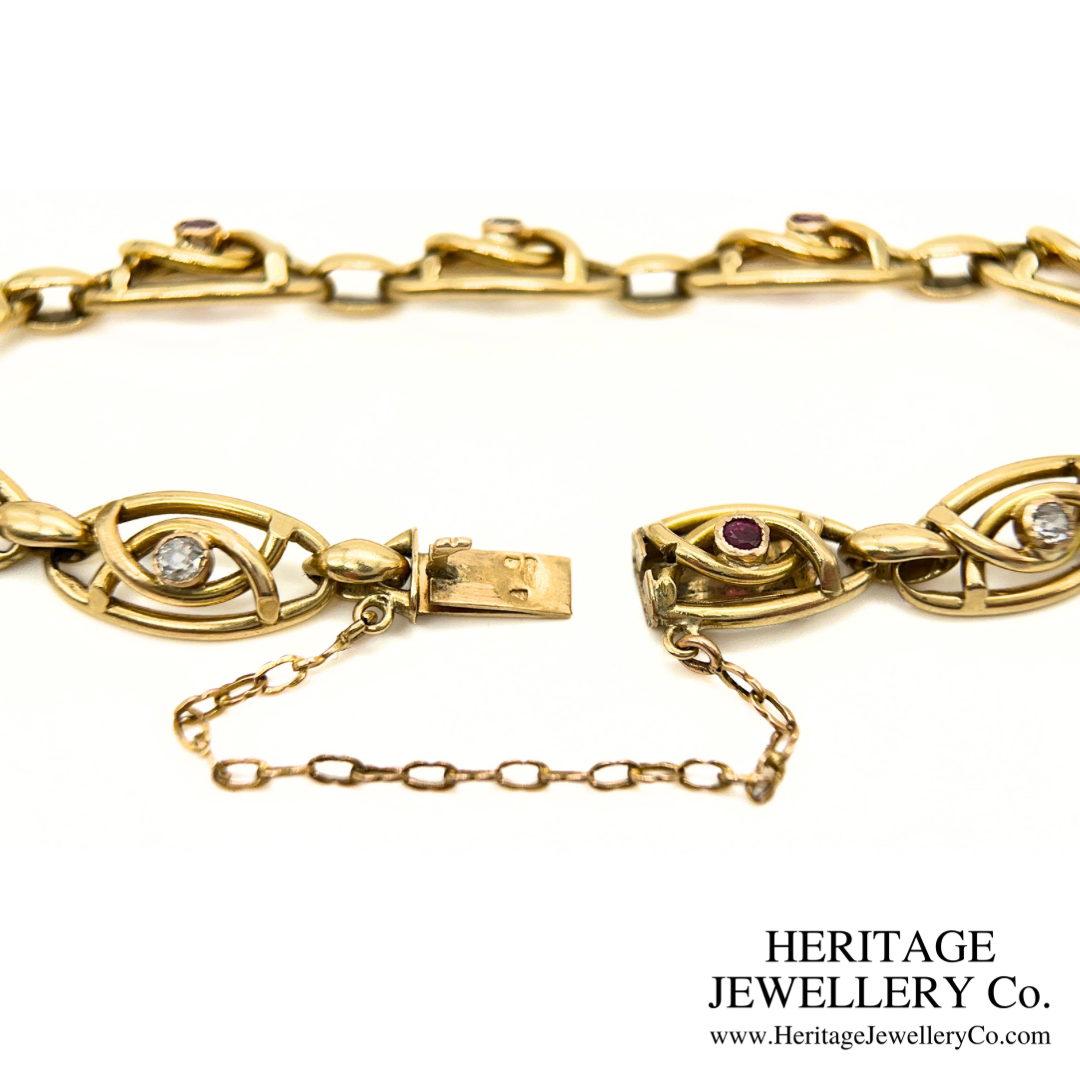 Art Nouveau Ruby & Diamond Bracelet