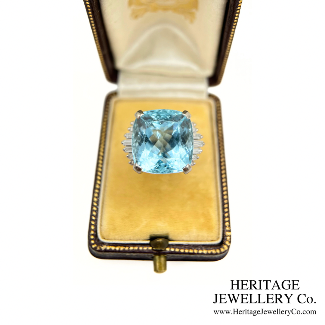Fine Aquamarine & Diamond Cocktail Ring