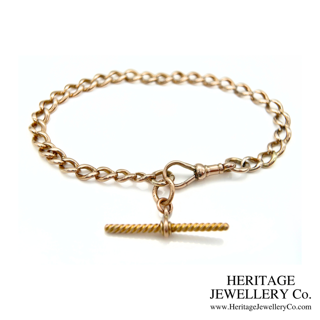 Antique Gold Curb Bracelet & Fancy T-Bar