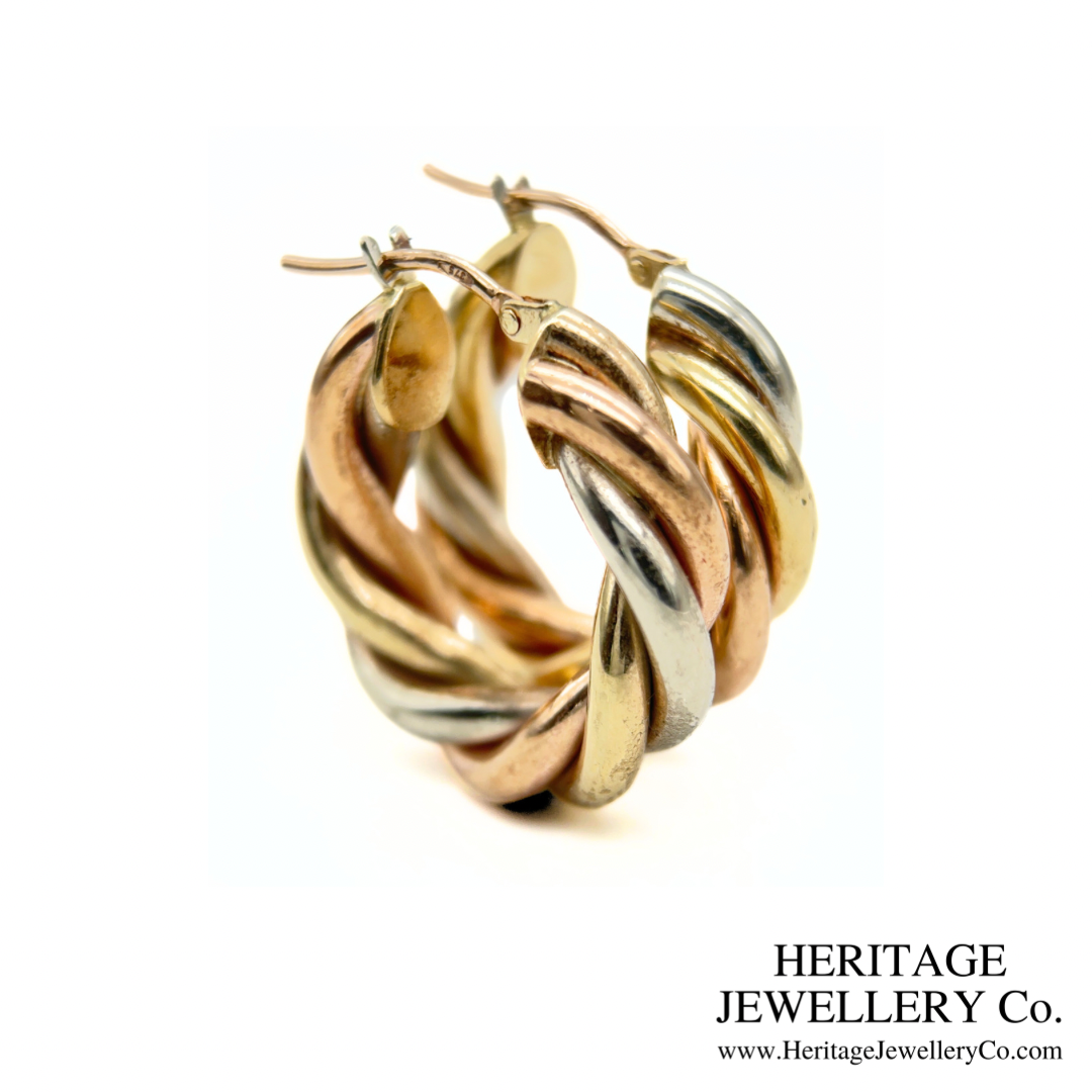 Vintage 3-Colour Gold Hoop Earrings