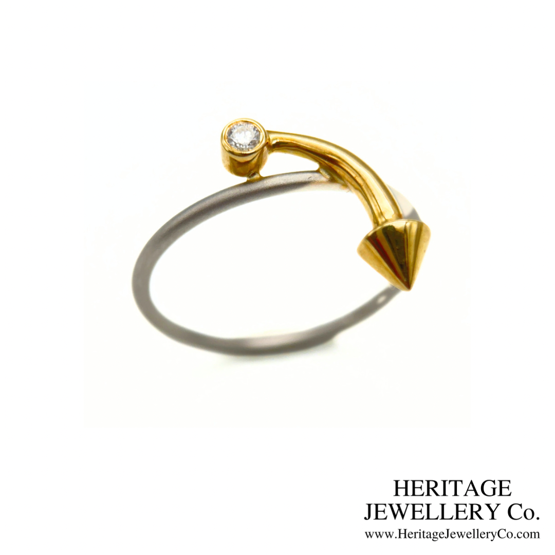 Platinum and Gold Diamond Arrow Ring