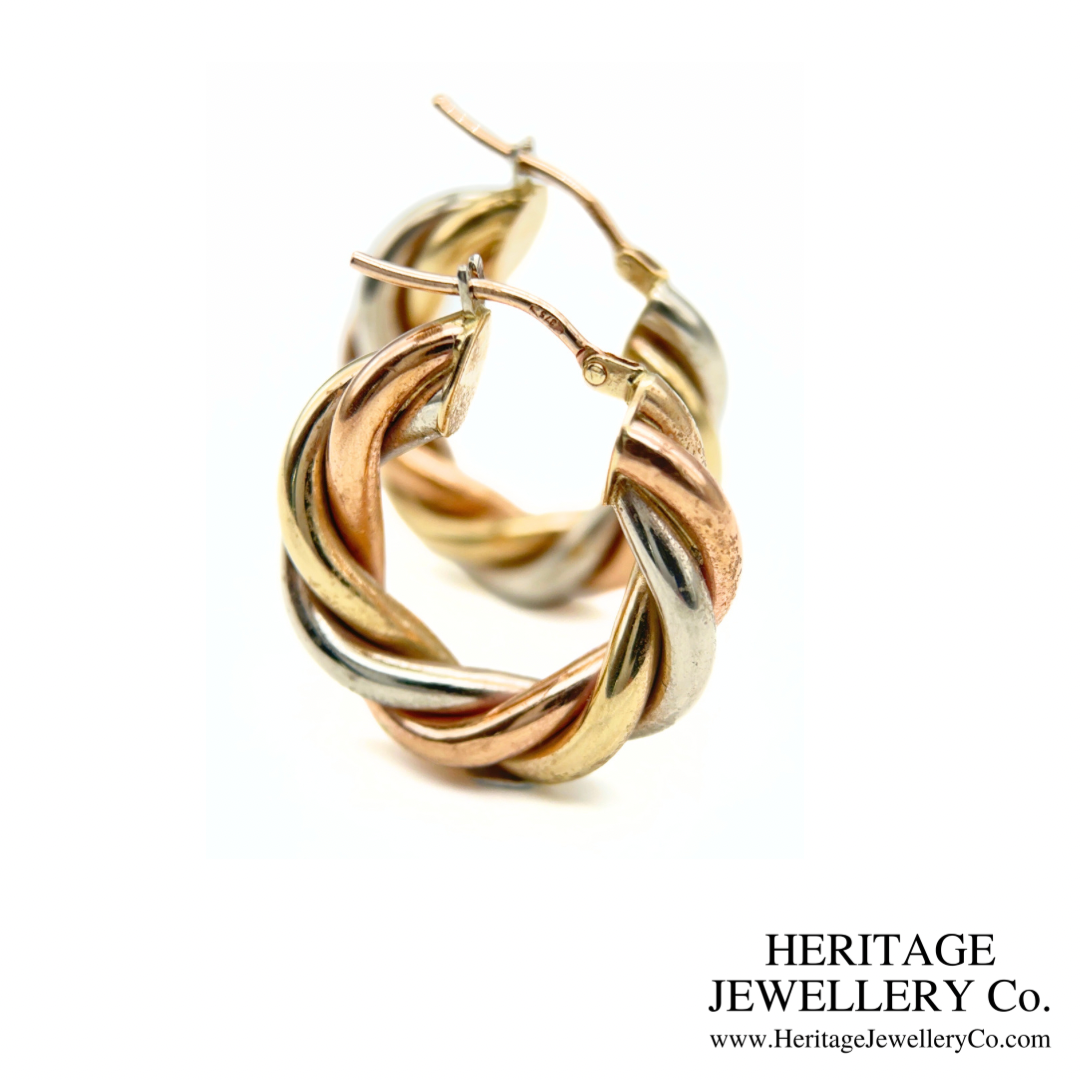Vintage 3-Colour Gold Hoop Earrings