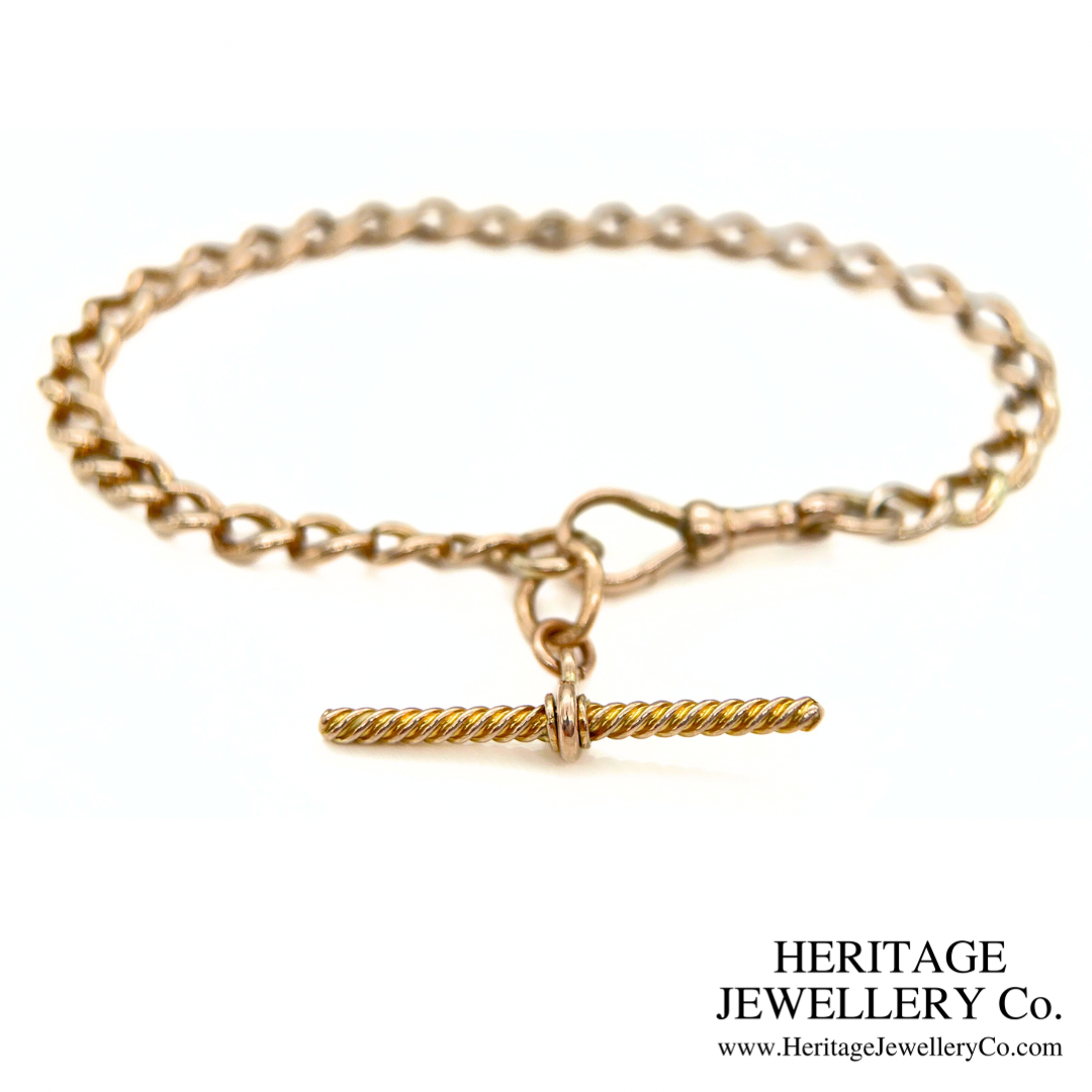 Antique Gold Curb Bracelet & Fancy T-Bar