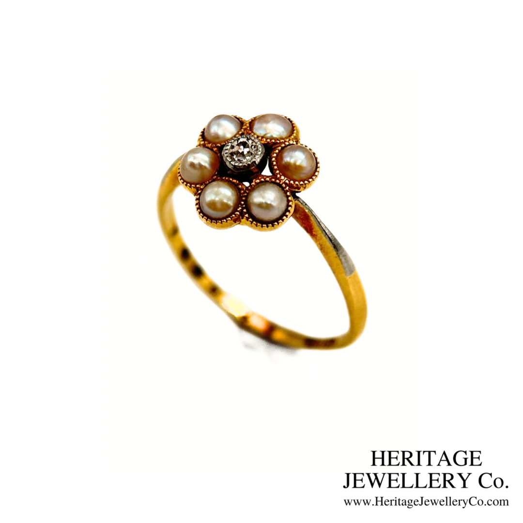 Antique Pearl & Diamond Cluster Ring