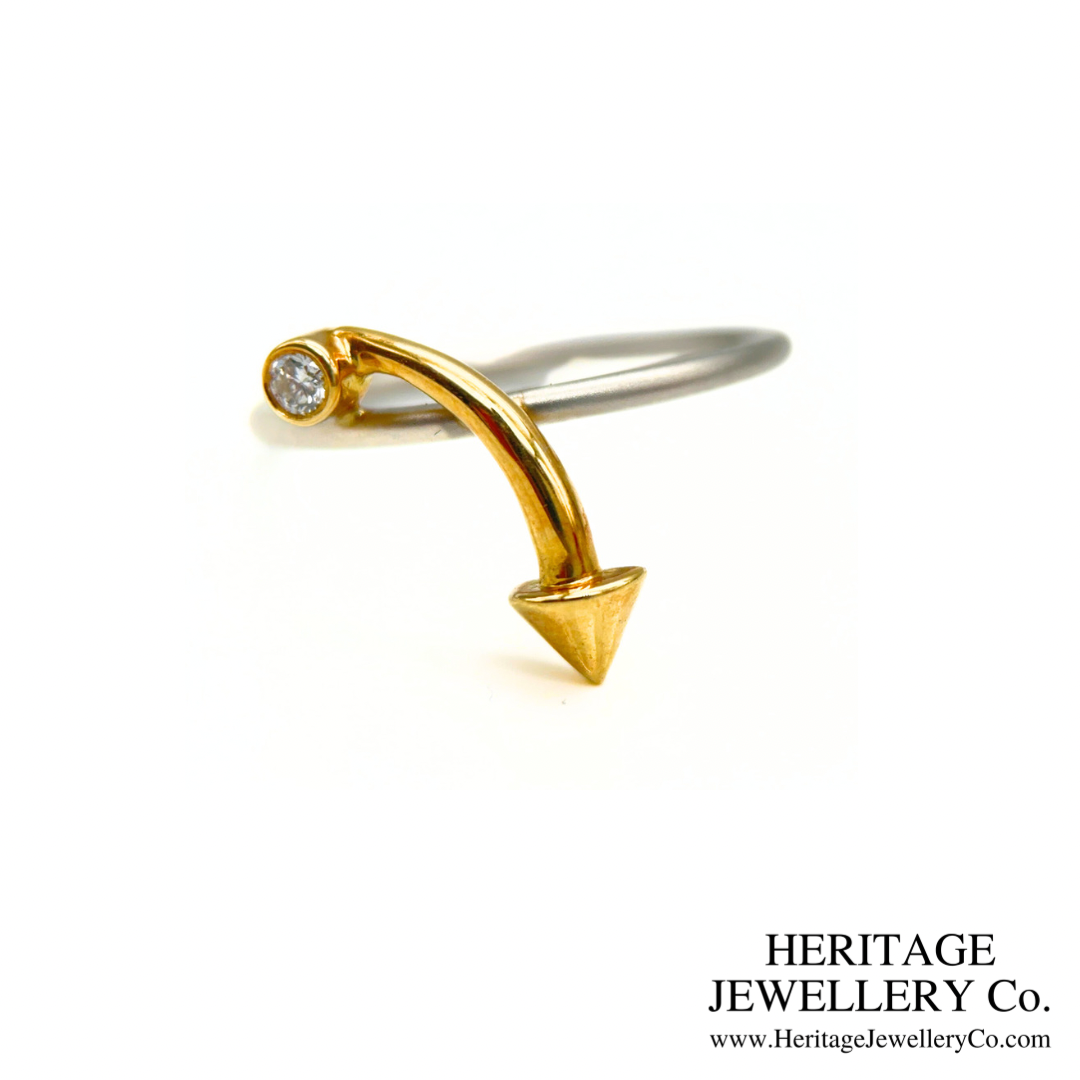 Platinum and Gold Diamond Arrow Ring