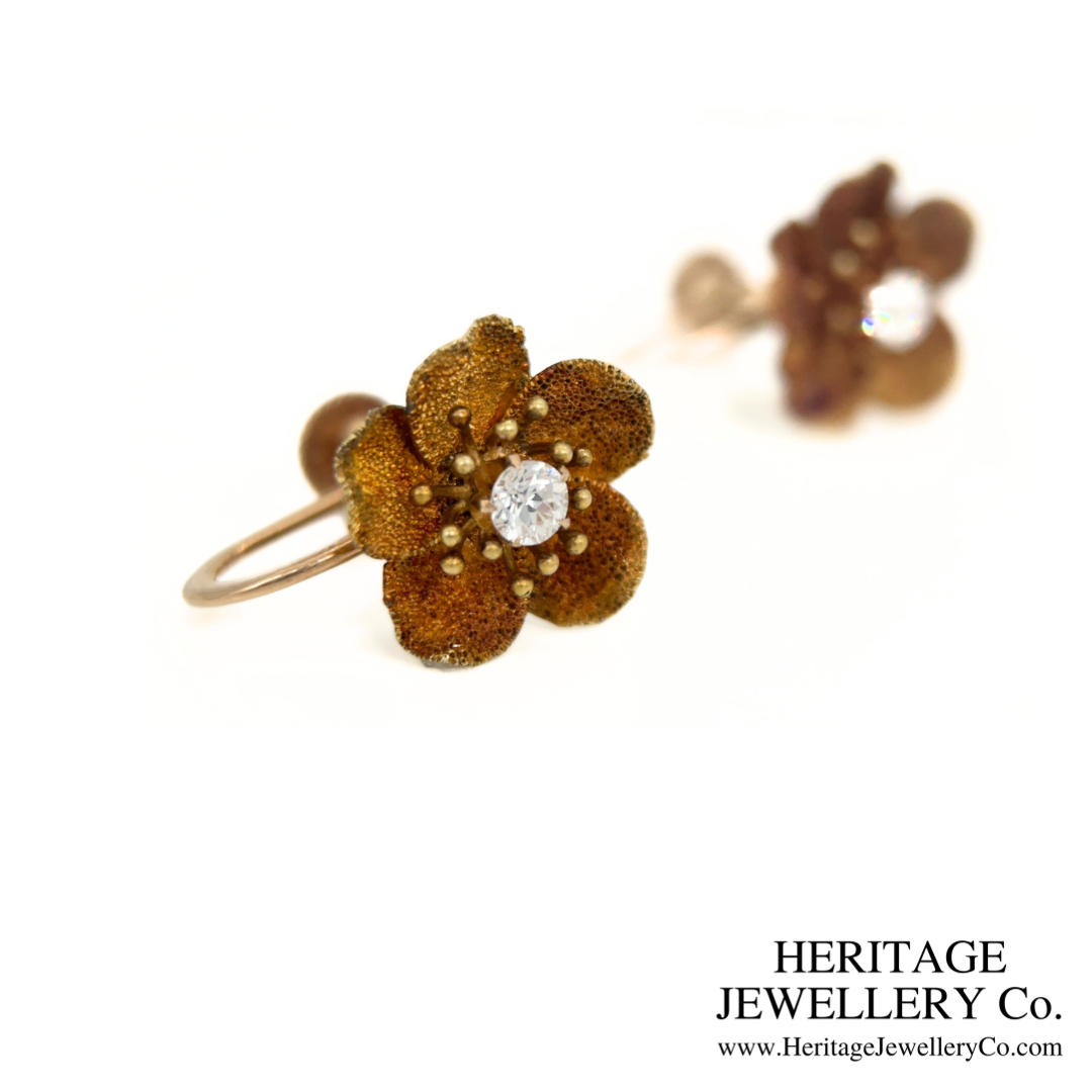 Victorian Diamond Flower Earclips