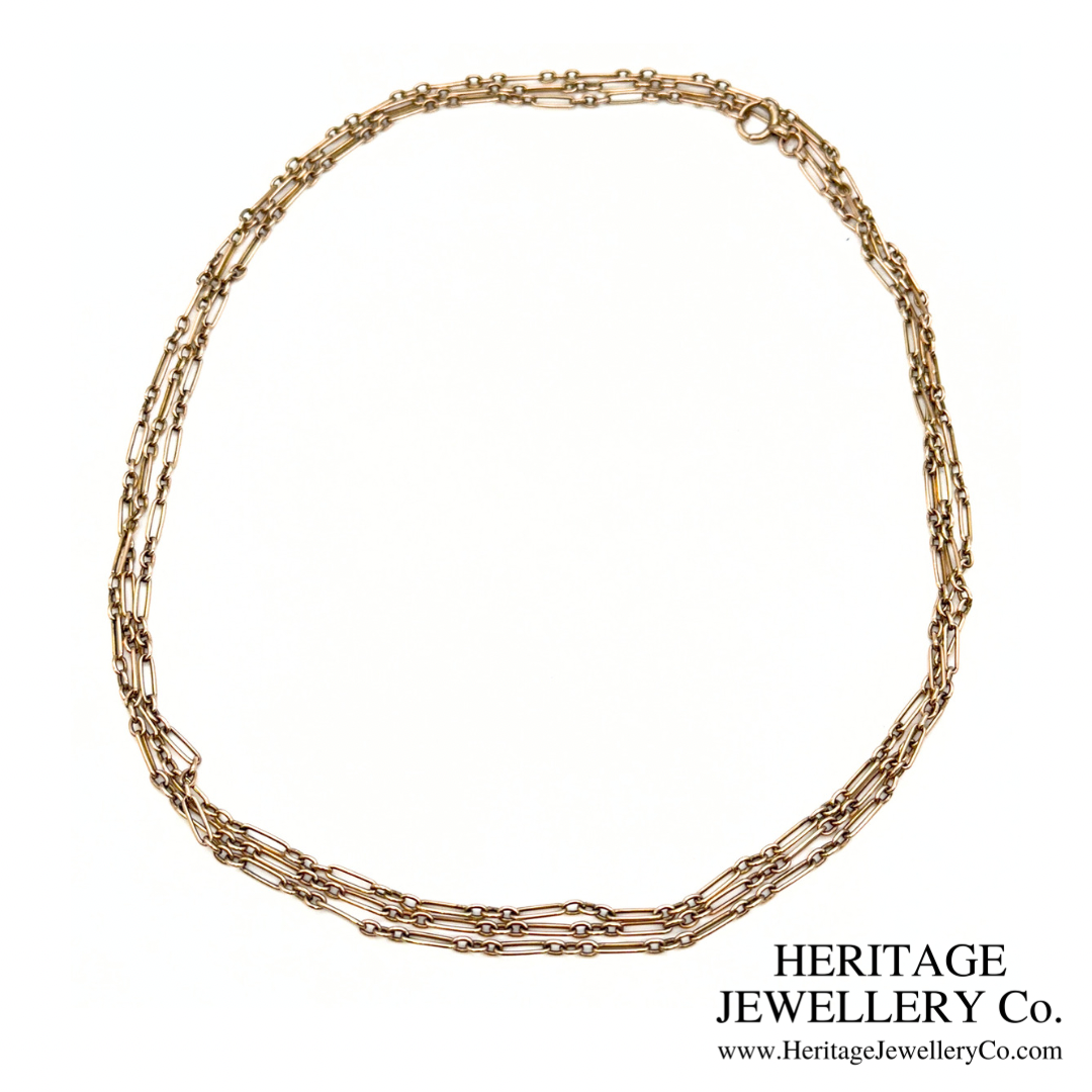 Antique Gold Long Guard Rolo & Trombone Chain (9ct Gold)