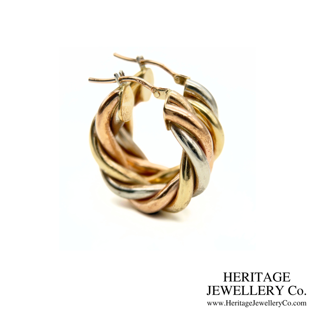 Vintage 3-Colour Gold Hoop Earrings