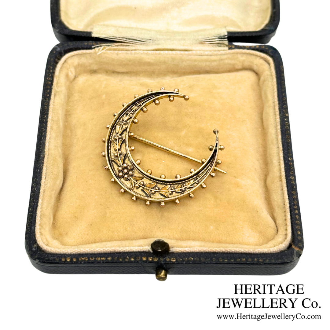 Victorian 15ct Gold Crescent Brooch