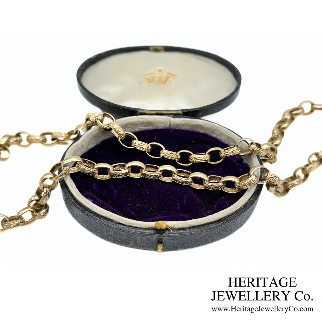 Antique Engraved Gold Link Chain