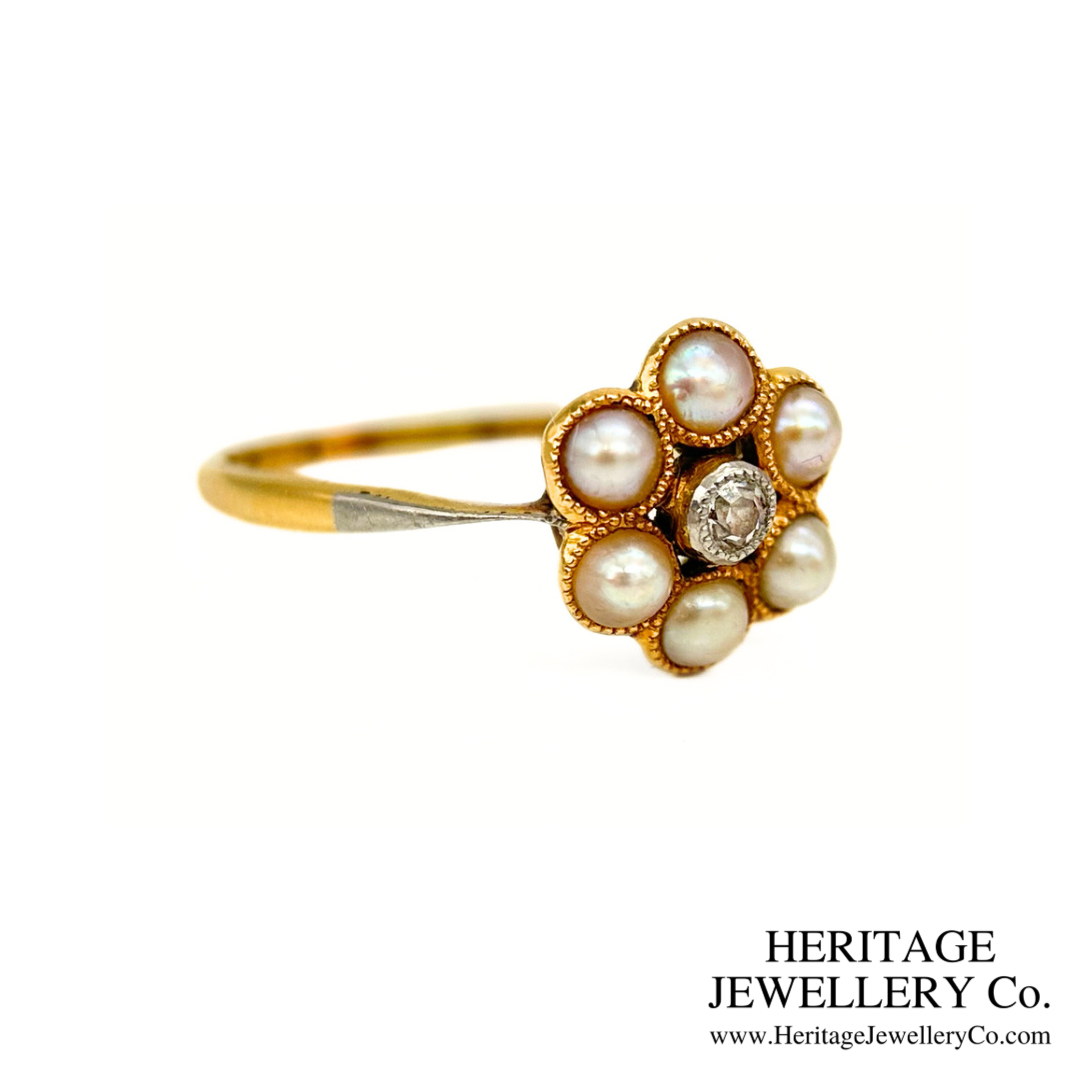 Antique Pearl & Diamond Cluster Ring