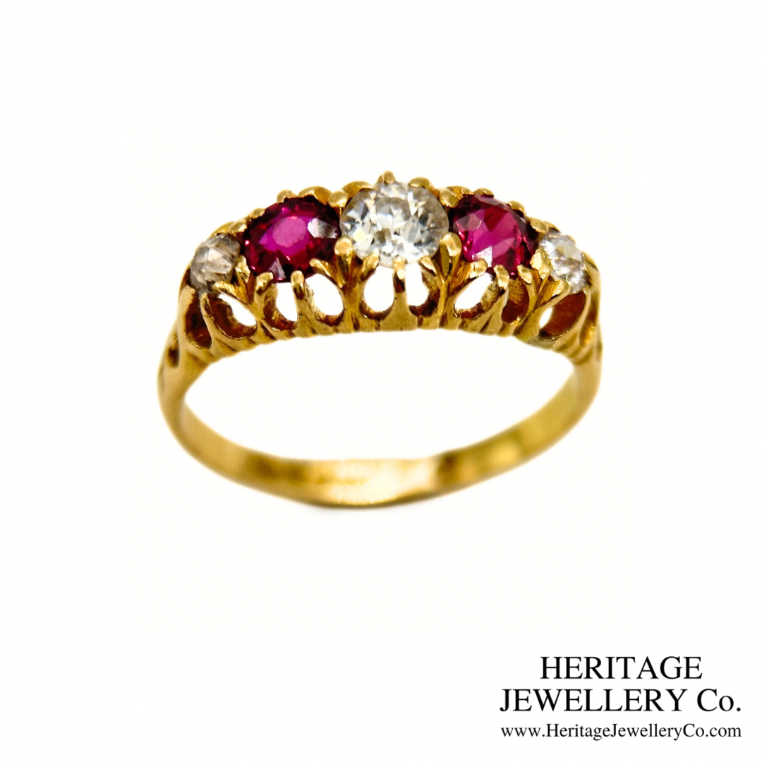 Victorian Ruby and Diamond 5-Stone Ring (c.1897)