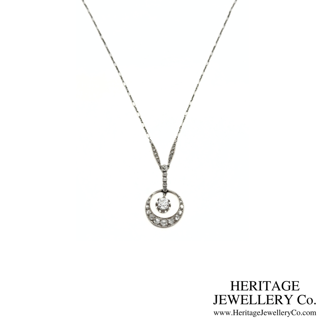 Art Deco Diamond Crescent Pendant Necklace