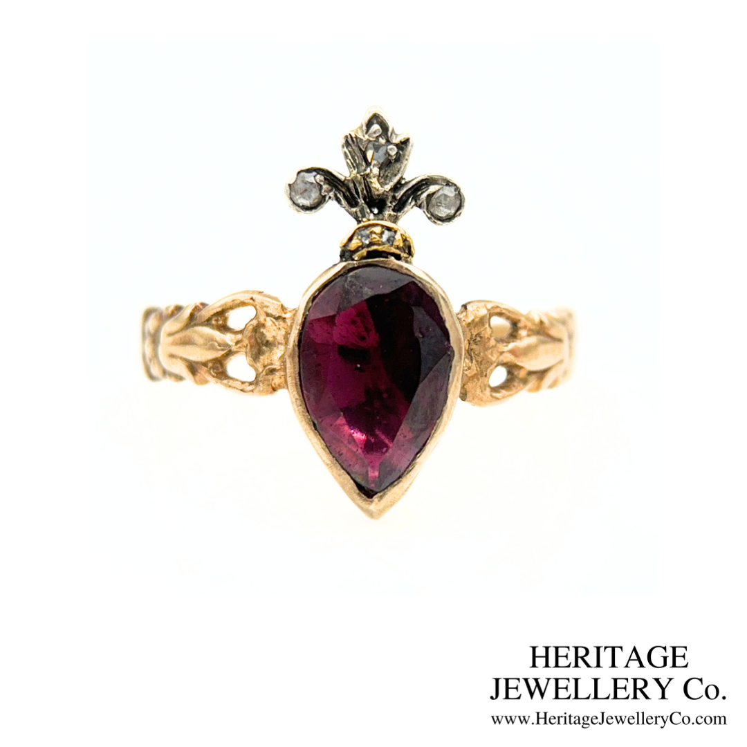 Georgian Garnet and Diamond Duchesse Ring