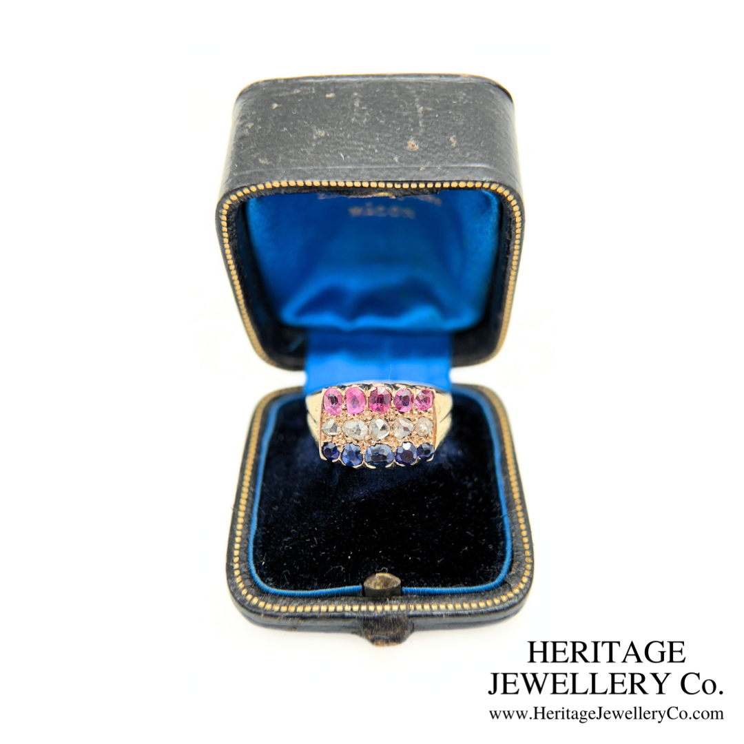 Victorian Ruby, Diamond and Sapphire Ring