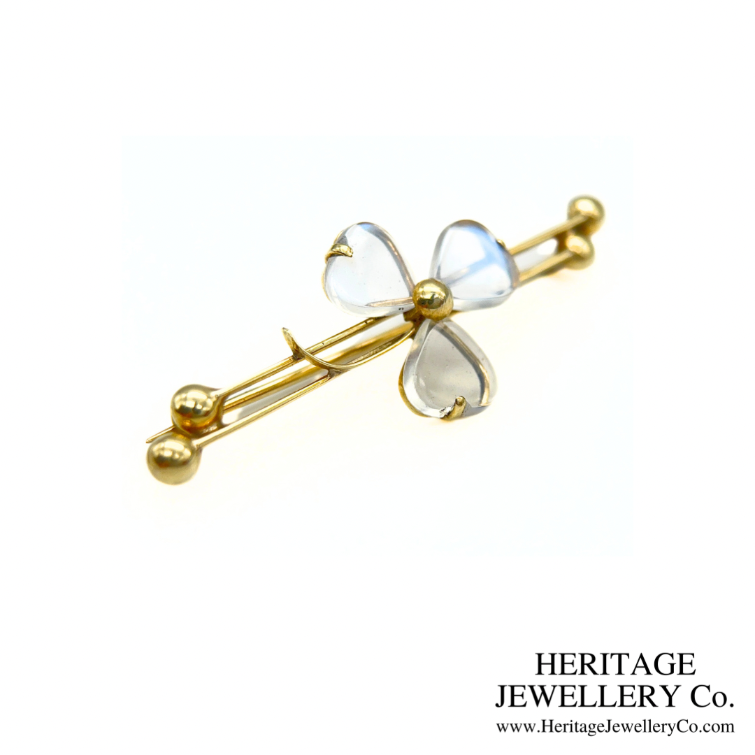 Antique Rock Crystal Shamrock Brooch