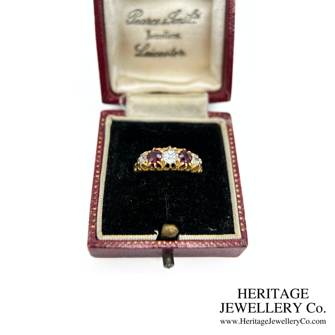 Victorian Ruby and Diamond 5-Stone Ring (c.1897)