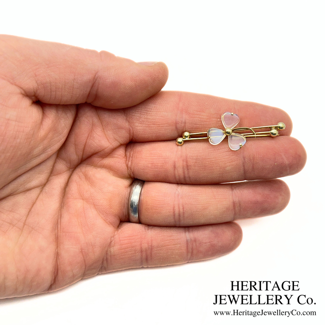 Antique Rock Crystal Shamrock Brooch