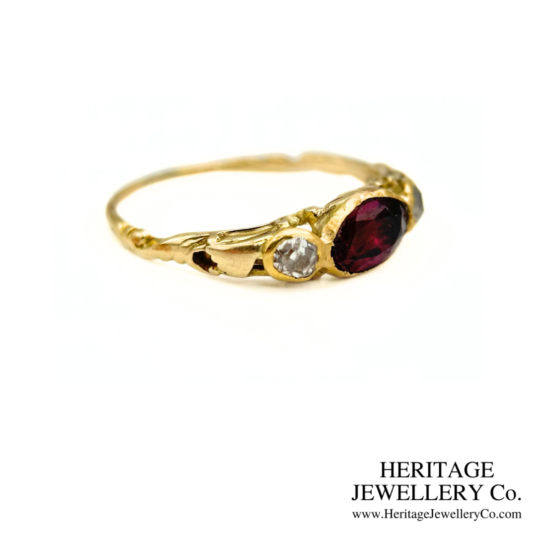 Georgian Garnet and Diamond Ring