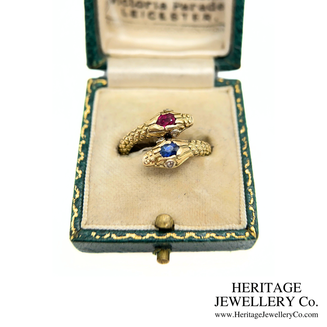 Antique Ruby & Sapphire Snake Ring