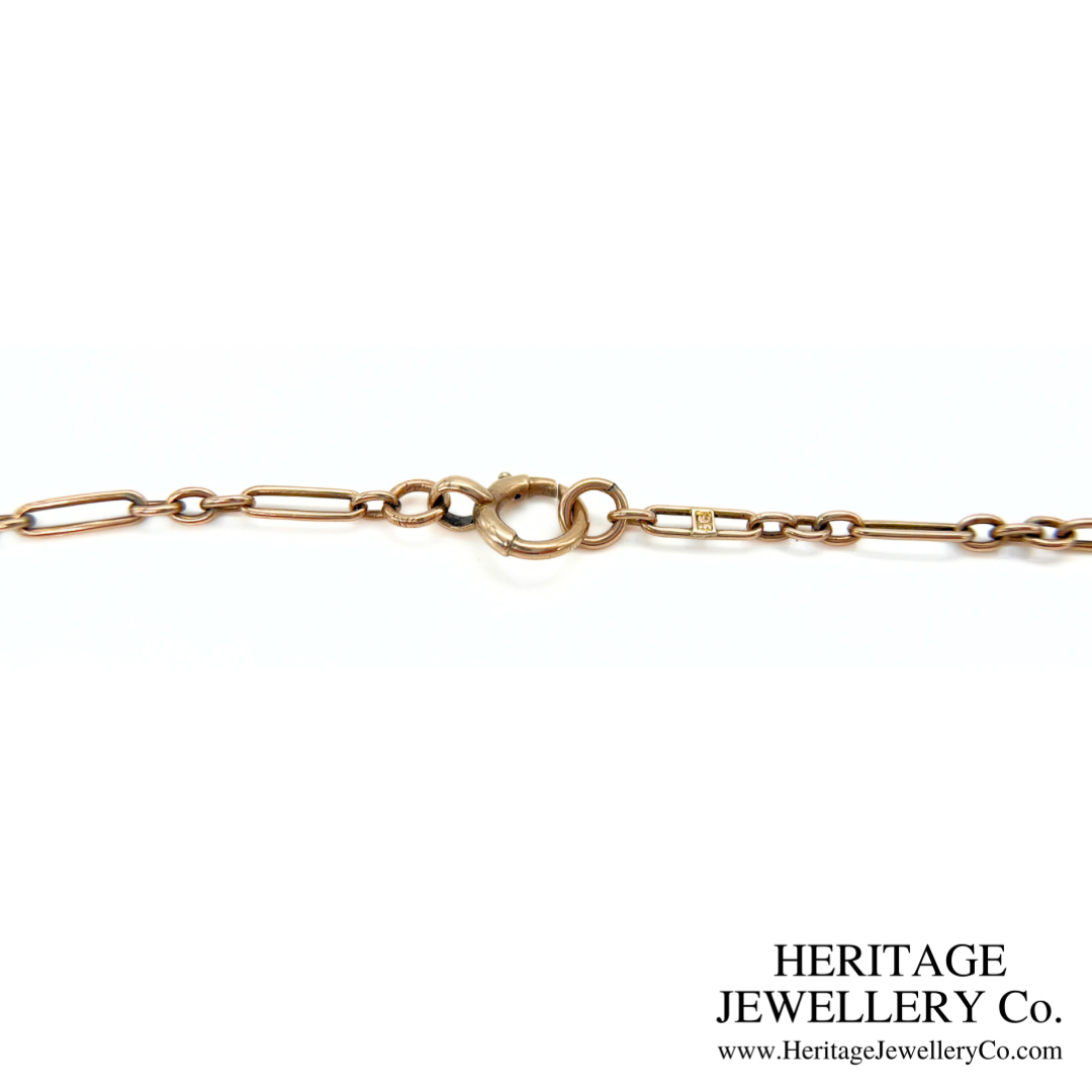 Antique Gold Long Guard Rolo & Trombone Chain (9ct Gold)