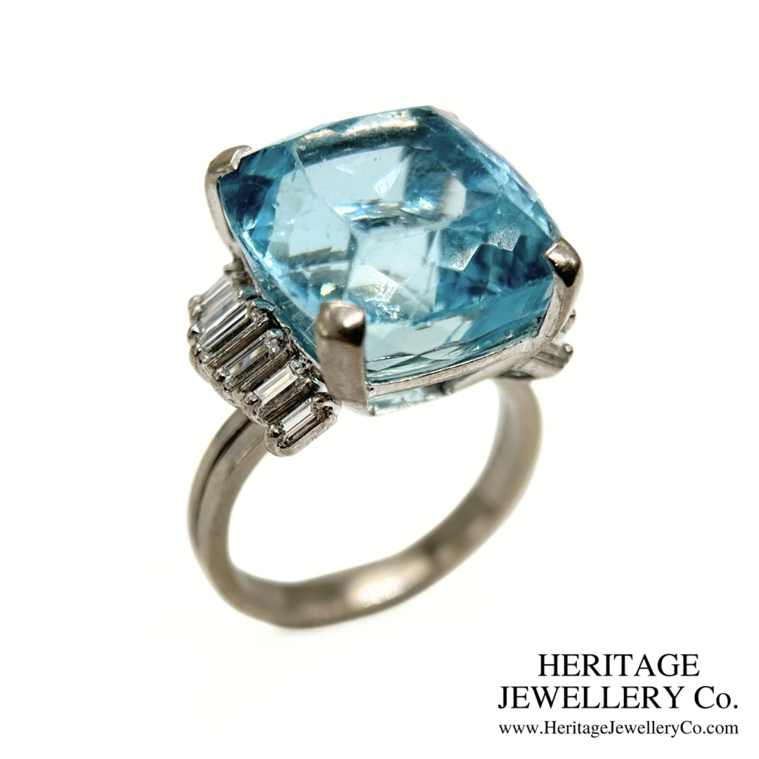Fine Aquamarine & Diamond Cocktail Ring