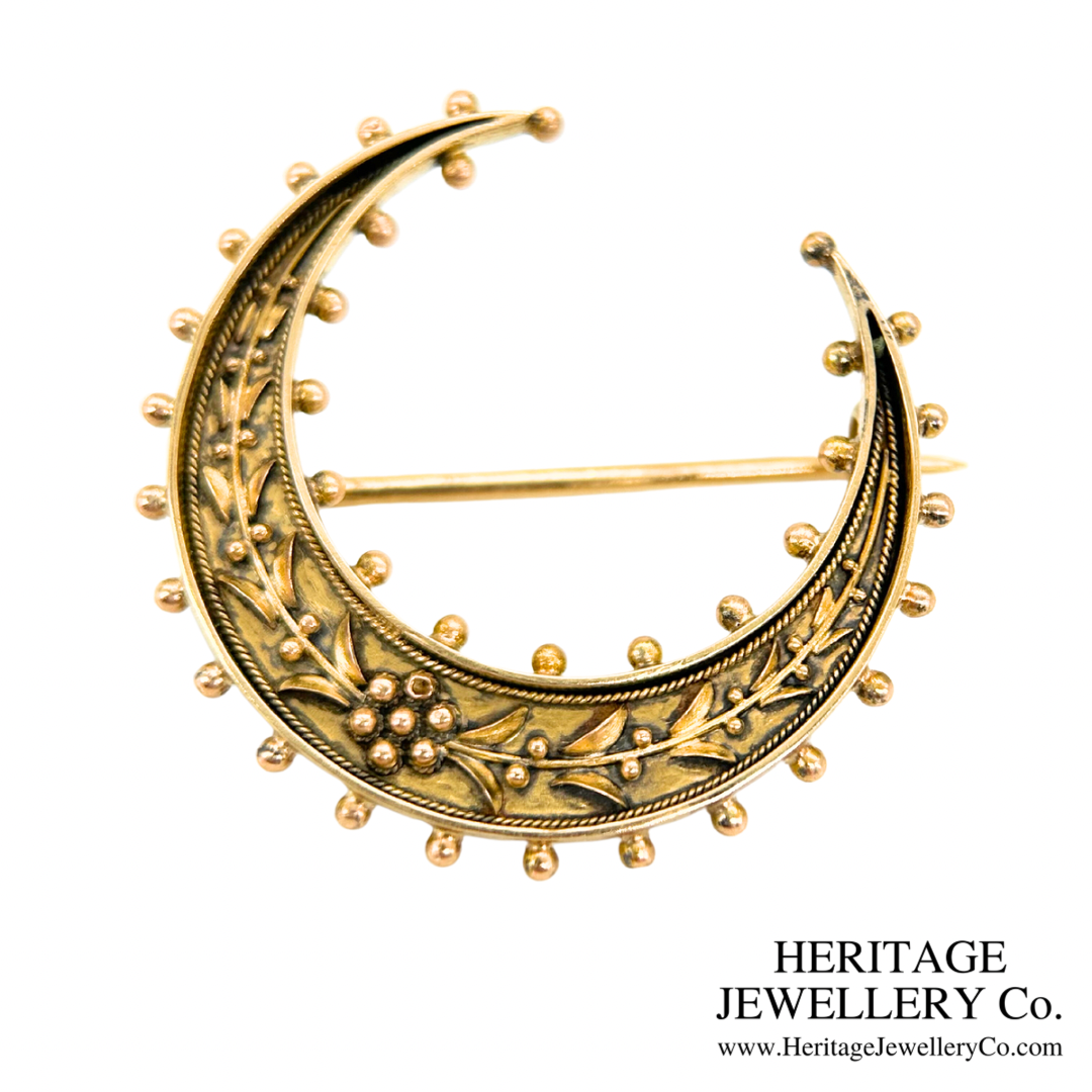 Victorian 15ct Gold Crescent Brooch