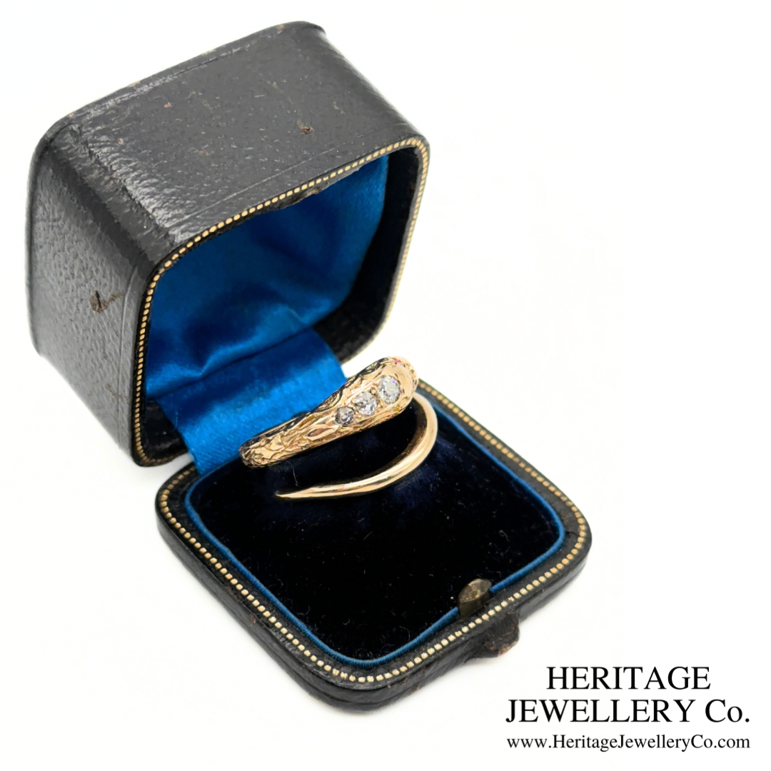 RESERVED - Antique Ruby and Diamond Snake Ring