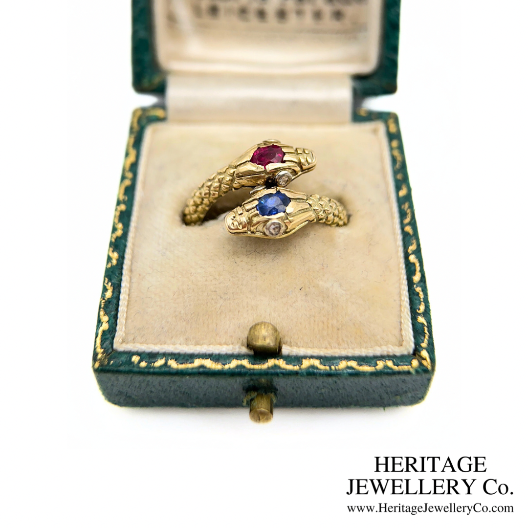 Antique Ruby & Sapphire Snake Ring