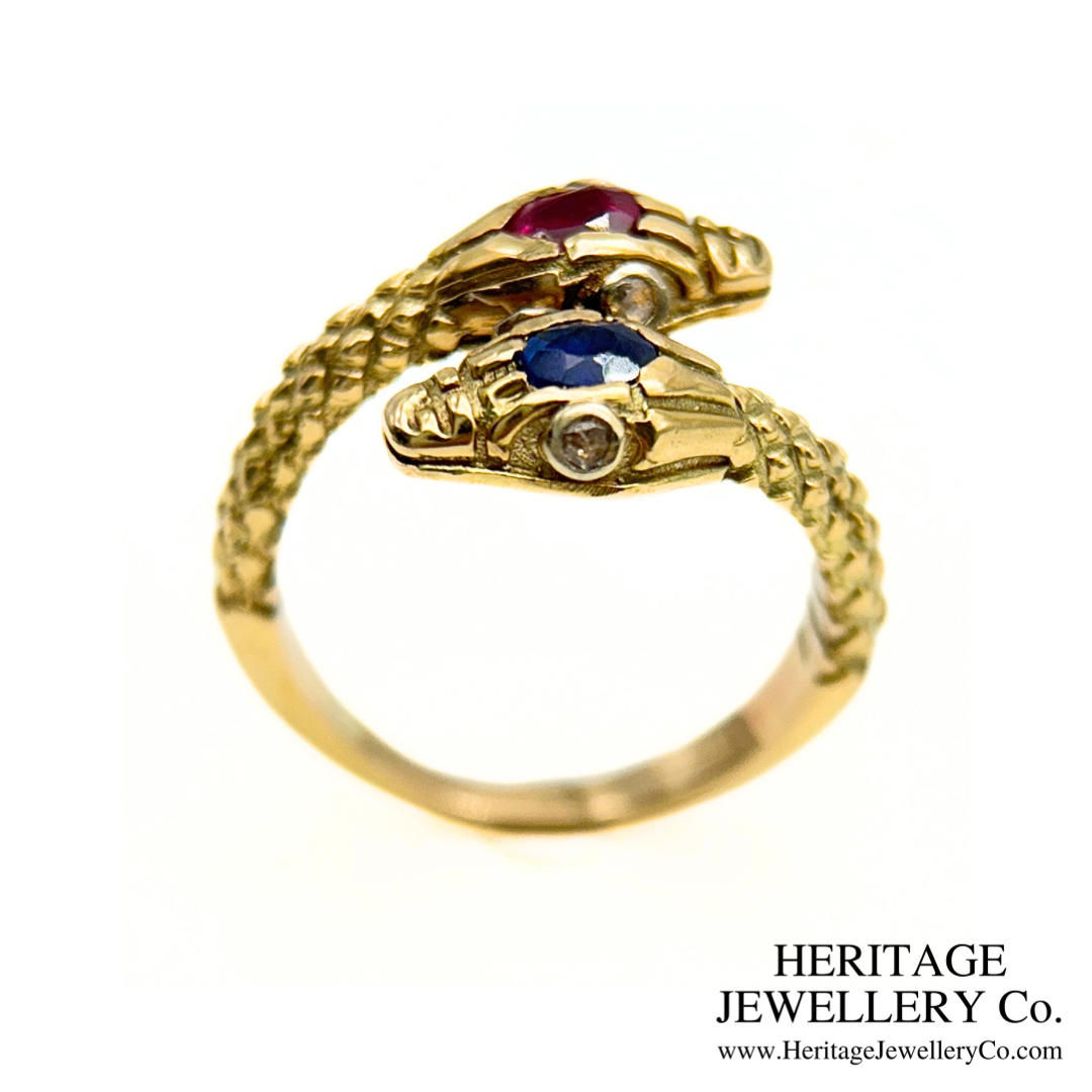 Antique Ruby & Sapphire Snake Ring