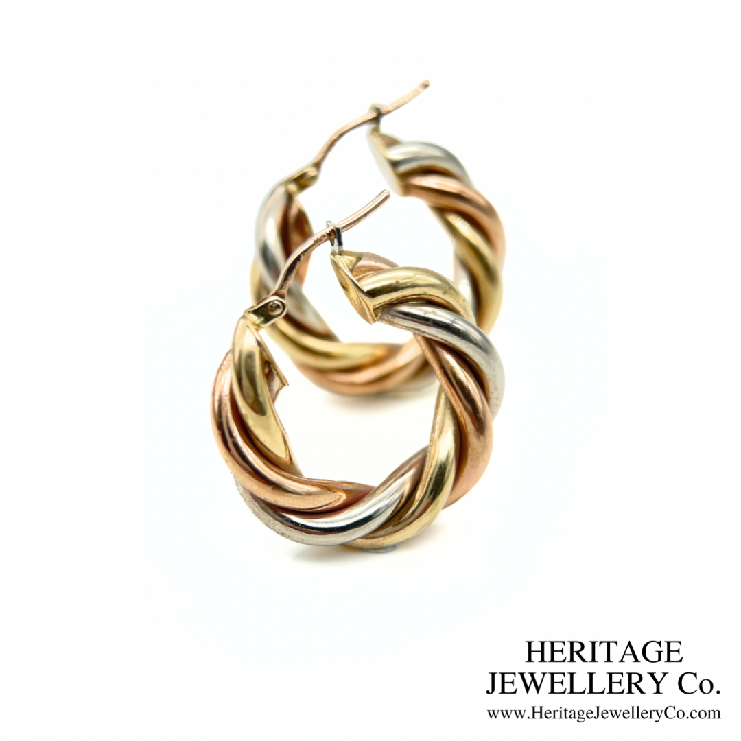 Vintage 3-Colour Gold Hoop Earrings
