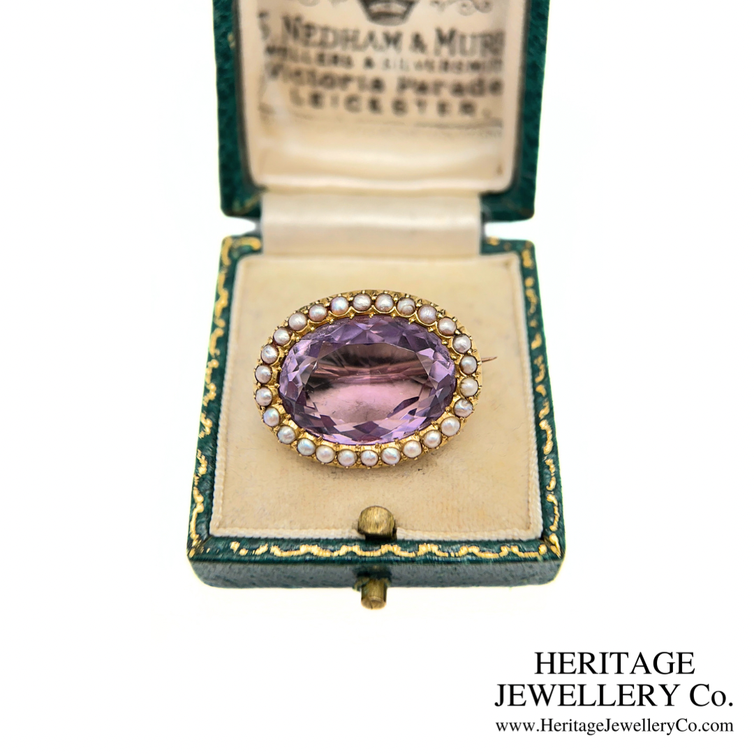 Victorian Amethyst and Pearl Brooch