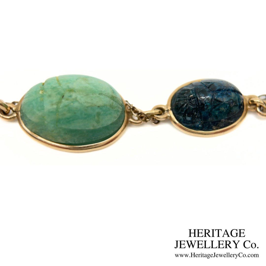 Victorian Egyptian Revival Gemstone Scarab Bracelet